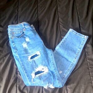 Distressed Blue Jeans